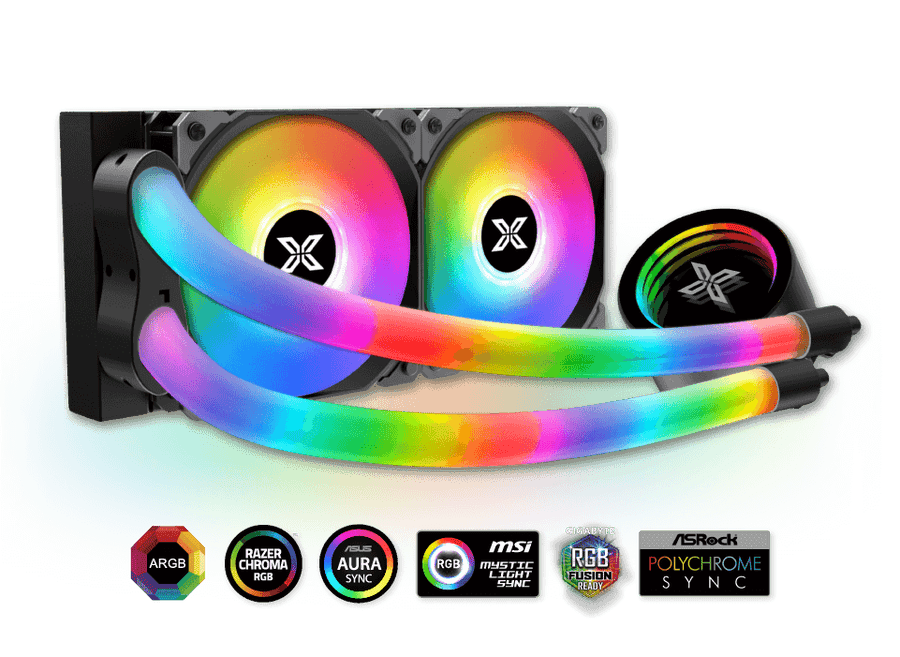 CPU Fan Xigmatek Neon Aqua 240 CPU Liquid Cooler (ARGB LED Pump Head & Tube, 2PCS X22A Fan & Galaxy