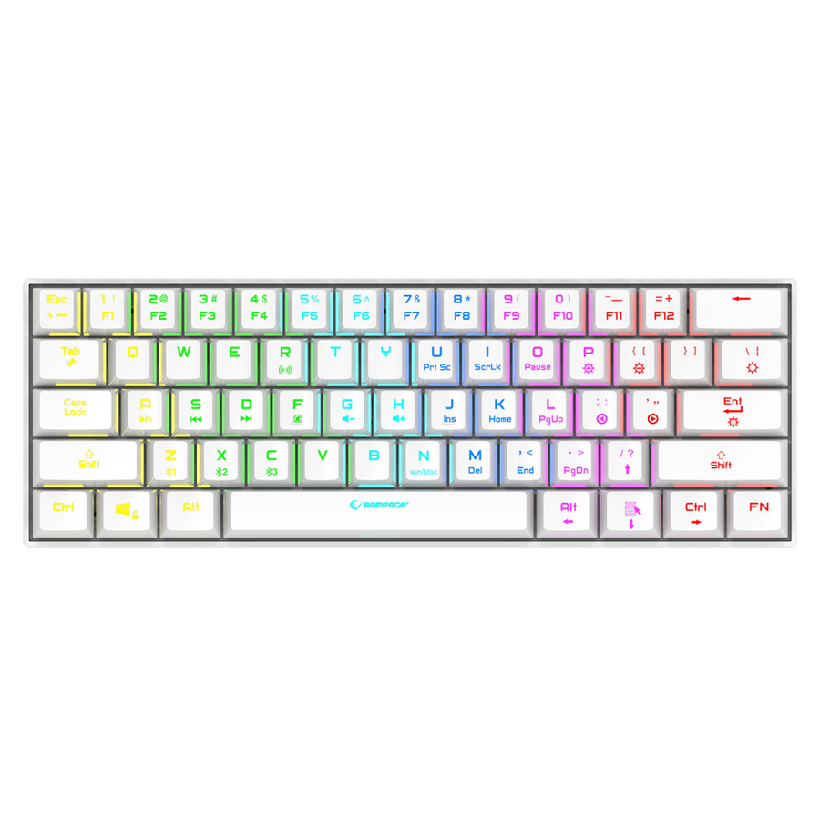 Keyboard Rampage KB-RX63 B-ATOM White Bluetooth RGB Backlight RED SWITCH Mechanical Q 63 Key Mini Ga