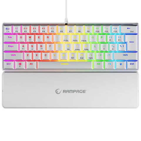 Keyboard Rampage PLOWER K60 White+Wrist Mechanical Red Switch Rainbow
