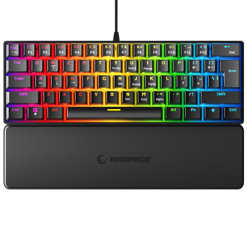 Keyboard Rampage PLOWER K60 Black + Wrist  Mechanical Red Switch Rainbow