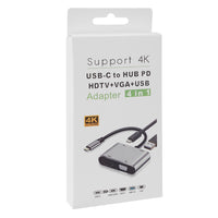 Converter Hytech HY-USBC22 4 in 1 Type C to PD HDMI VGA USB3.0 Converter Hub Adapter