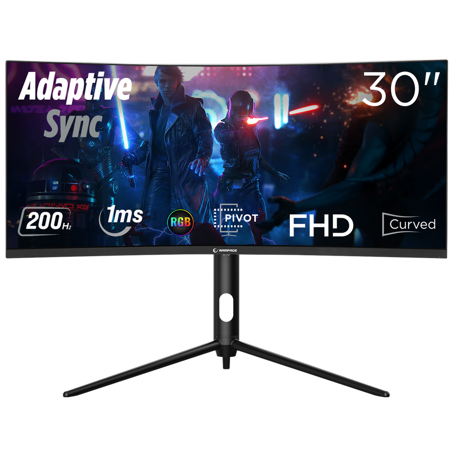Monitor Rampage RAIDEN RA30R200C 30" 200Hz 1ms AUO VA WFHD AdaptiveSync RGB Pivot Curved Gaming