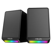 Speaker Mikado MD-178 2.0 3W*2 Black RGB Illuminated USB + 3.5mm USB 5V  (Mikado MD-178 Black)
