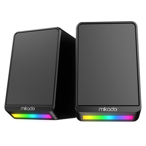 Speaker Mikado MD-178 2.0 3W*2 Black RGB Illuminated USB + 3.5mm USB 5V  (Mikado MD-178 Black)