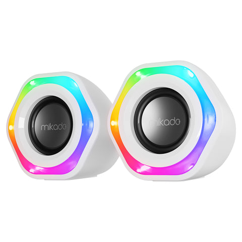 Speaker Mikado MD-176 2.0 3W*2 White RGB Illuminated USB + 3.5mm USB 5V