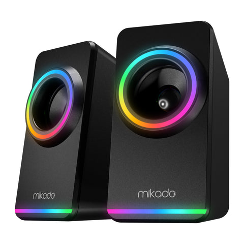 Speaker Mikado MD-182 2.0 3W*2 Black RGB Illuminated USB + 3.5mm USB 5V