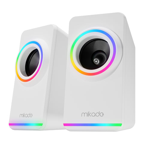 Speaker Mikado MD-182 2.0 3W*2 White RGB Illuminated USB + 3.5mm USB 5V