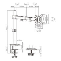 Monitor Bracket Gembird MA-D1-01 Desk mounted single monitor arm, 17”-32”