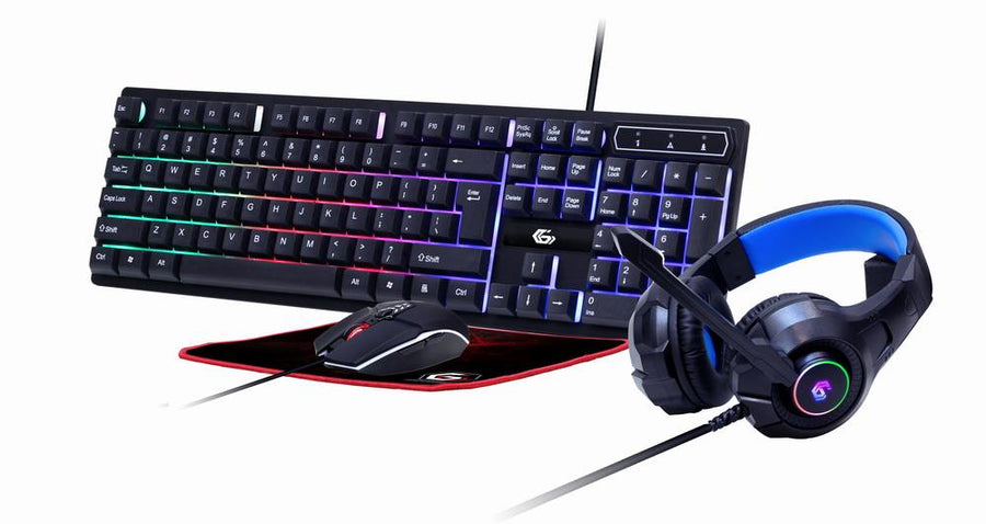 Keyborad Gembird 4-in-1 backlight gaming kit "Ghost", US layout GGS-UMGL4-02