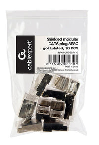 Connector Rrjeti Gembird Shielded modular CAT6 plug 30u" gold plated, 10 pcs per bag PLUG6SP/10
