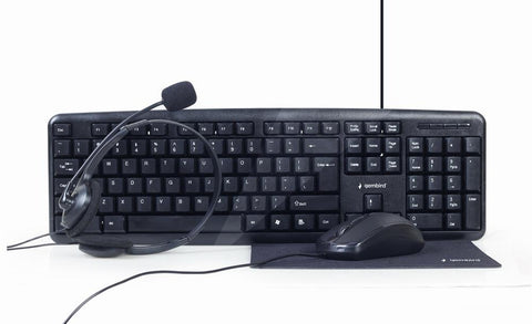 Keyboard Set 4-1 Gembird KBS-UO4-01 4-in-1 office kit, US layout KB+Mouse+Pad+HS