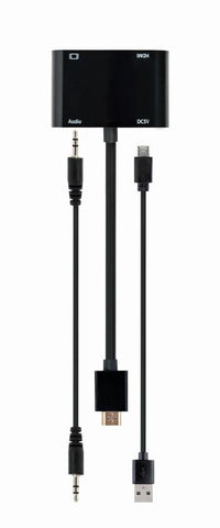 Kabell Konverter Gembird HDMI male to HDMI female+VGA female+audio  A-HDMIM-HDMIFVGAF-01