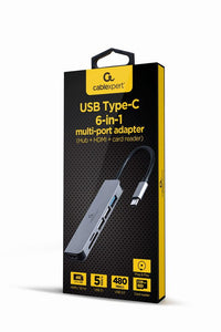 Docking Gembird USB Type-C 6-in-1 multi-port adapter (Hub+HDMI+CR) A-CM-COMBO6-02