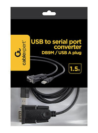 Konverter Gembird USB to DB9M RS-232serial port converter cable, black, 1.5 m UAS-DB9M-02