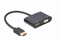 Kabell Konverter Gembird HDMI male to HDMI female+VGA female+audio  A-HDMIM-HDMIFVGAF-01