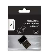 Kabell Konverter Gembird USB AM to Type-C female adapter, black A-USB2-AMCF-02