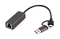 USB LAN Gembird USB 3.1 + type-C Gigabit network adapter, space grey A-USB3AC-LAN-01