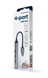 USB HUB Gembird 4-port USB hub (USB3 x 1 port, USB2 x 3 ports), silver UHB-U3P1U2P3-02